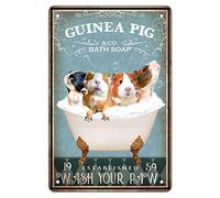 Funny Guinea Pig Decor Bathroom Wall Decor Metal Tin Sign Guinea Pig Lovers Gifts Guinea Pig Poster Wall Decor Vintage Farmhouse Home Wall Art Bathtub Decor Guinea Pig Accessories Decor Sign 8x12 Inch