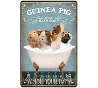 Funny Guinea Pig Decor Bathroom Wall Decor Sign Bathtub Decor Guinea Pig lovers Accessories Farm Home Wall Art Poster Retro Bar Poster 8x12 In