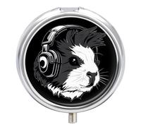 Funny Guinea Pig Graphic Pill Box 3 Compartment Small Portable Medicine Case Pill Organizer for Pocket Purse