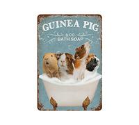 Funny Guinea Pig Metal Tin Sign Bathroom Decor Bathtub Decor Guinea Pig Lovers Accessorie For Nursery Living Room Farmhouse Dormitory Apartment Bedroom Office Cafe Home Bar 8x12 Inches
