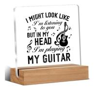 Funny Guitar Gifts for Men Women, Guitar Player Gift Ideas, Music Gifts for Musicians Music Lovers, I'm Playing My Guitar Home Office Decorative Signs Plaque for Desk