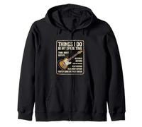 Funny Guitar Player Retro Guitar Musician Vintage Sign Joke Zip Hoodie