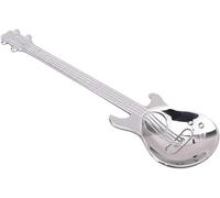 Funny Guitar Shaped Coffee Teaspoons Stainless Steel Musical Dessert Spoons Stirring Mixing Spoon Sugar Jam Ice Cream Scoop Tools for Kicthen, Silver