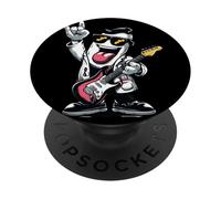 Funny Guitarist Character Retro Style Music Lover Design PopSockets Adhesive PopGrip