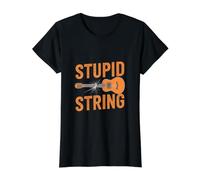 Funny Guitarist Quote - Stupid String Value Graphic T-Shirt, Women, Black, L