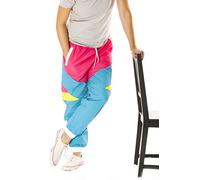 Funny Guy Mugs 80s & 90s Retro Neon Windbreaker Pants, Like Totally Neon, X-Large