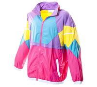 Funny Guy Mugs 80s & 90s Unisex Retro Windbreaker - Runs Large For A Baggy Fit, Like Totally Neon, XL