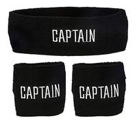 Funny Guy Mugs Captain Unisex Sweatband Set (3-Pack: 2 Wristbands with Zipper + 1 Headband)