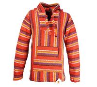 Funny Guy Mugs Premium Baja Hoodie Sweatshirt Pullover Jerga Poncho, Fire Dancer, Large