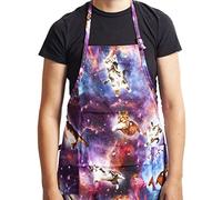 Funny Guy Mugs Space Cat Adjustable Apron with Pockets - Funny Apron for Men and Women - Perfect for Kitchen BBQ Grilling Barbecue Cooking Baking Crafting Gardening, Space Cat Apron, One size