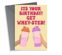Funny Gym Birthday Card For Her - Get Whey-sted!