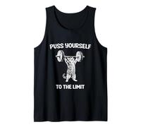 Funny Gym Cat Puss Yourself Mindset Weightlifting Fitness Tank Top