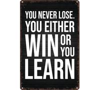 Funny Gym Decor Vintage Metal Signs Win Or Learn Retro Tin Sign for Workout Room Decor Home Gym Decor Motivational Wall Art 12x8 Inch