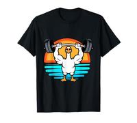 Funny Gym Goose Weightlifting Vintage Sunset Workout T-Shirt