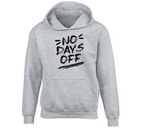 Funny Gym Hoodie Kids No Days Off Excercise Weight Lifting Gift Hoody Hooded Top Grey