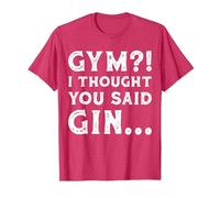 Funny Gym I Thought You Said Gin Fun Novelty Womens and Mens T-Shirt, Men, Red Heather, Medium