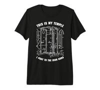 Funny Gym Temple Pray Iron Gods Power Rack Diagram Lifter Premium T-Shirt