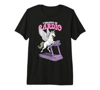 Funny Gym Unicorn I Believe in Cardio Training Treadmill Premium T-Shirt