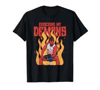 Funny Gym Workout Motivational Sayings Exercising My Demons Value Graphic T-Shirt, Men, Black, M