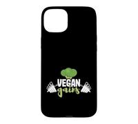 Funny Gym Workout Plant Based Diet Fitness Vegan Gains Case for iPhone 15 Plus
