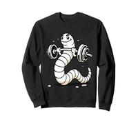 Funny Gym Worm Lifting Weights Cartoon Art Sweatshirt