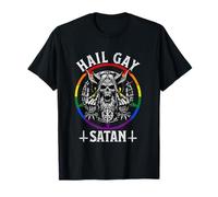 Funny Hail Queer Satan Gay Baphomet Pride Punk Devil LGBTQ T-Shirt