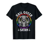 Funny Hail Queer Satan Gay Baphomet Pride Punk Devil LGBTQ T-Shirt