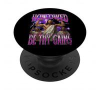 Funny Hallowed Be Thy Gains Gym Jesus Bodybuilding Bootleg PopSockets Adhesive PopGrip