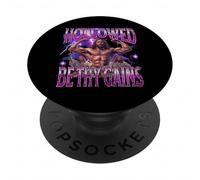 Funny Hallowed Be Thy Gains Gym Jesus Bodybuilding Bootleg PopSockets Adhesive PopGrip