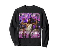 Funny Hallowed Be Thy Gains Gym Jesus Bodybuilding Bootleg Sweatshirt