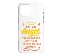 Funny Halloween Angel Halo With Devil Horns Case for iPhone 16 Pro Max