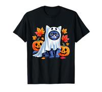 Funny Halloween Back Cat Ghost Spooky Pumpkin Fall Cat Lover T-Shirt
