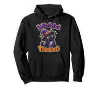Funny Halloween Black Cat Witchful Thinking Pullover Hoodie