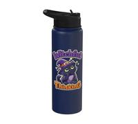 Funny Halloween Black Cat Witchful Thinking Stainless Steel Insulated Water Bottle