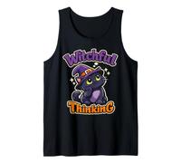 Funny Halloween Black Cat Witchful Thinking Tank Top