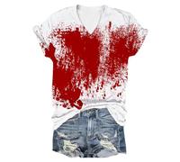 Funny Halloween Blood Clothes for Women with Blood Splashes - Ideal Ladies T-Shirts for Creative Celebrations Events, sky blue, S