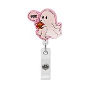 Funny Halloween Boo Nurse Badge Reel, Cute Work Badge Holder with Retractable Clip, Pediatric Badge Buddy, Nursing Student RN LPN CNA MA Medical Worker Teacher Doctor ID Name Badge Clip Accessories