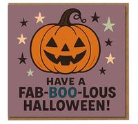 Funny Halloween Card - Fab-BOO-lous Pumpkin - Have a Fab-BOO-lous Halloween - Cute Pun Greeting for Friends & Family