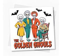 Funny Halloween Card Square | Golden Ghouls TV Show Parody Skeleton Design | Nontraditional Spooky Birthday Thinking of You Card for Friend Women - 104