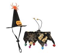 Funny Halloween Cat Costume Set with Adjustable Collar Witch Hat Durable Cute Design for Cats Dogs for Halloween Parties Cosplay Events