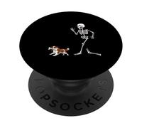 Funny Halloween Cavalier King Charles Spaniel and Skeleton PopSockets Adhesive PopGrip