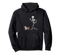 Funny Halloween Cavalier King Charles Spaniel and Skeleton Pullover Hoodie