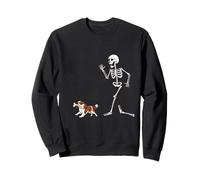 Funny Halloween Cavalier King Charles Spaniel and Skeleton Sweatshirt