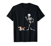Funny Halloween Cavalier King Charles Spaniel and Skeleton T-Shirt