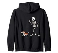 Funny Halloween Cavalier King Charles Spaniel and Skeleton Zip Hoodie