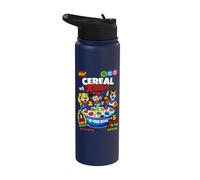 Funny Halloween Cereal Killer Skull Breakfast Cartoon Design Stainless Steel Insulated Water Bottle