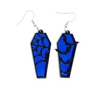 Funny Halloween Coffin Earring Hollow Out Bat Dangle Drop Earrings Funny Lightwight Coffin Shape Dangle Earrings Jewelry Unique Web Jewelry