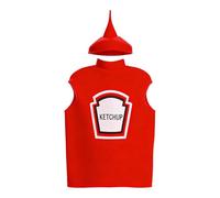 Funny Halloween Costumes, Cute Breathable Design with Zip, Soft Ketchup Costume as Party Decoration, for Children 4-12 Years Festival, Party, Dance, Performance, Cosplay and Stage