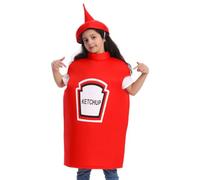 Funny Halloween Costumes Soft Breathable Mustard with Zipper | Soft Ketchup Costume Party Decor for Children 4-12 Years Festival Party Dance Performance Cosplay Stage