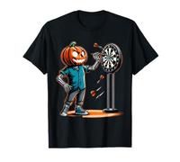 Funny Halloween Dart Player Skeleton Pumpkin T-Shirt
